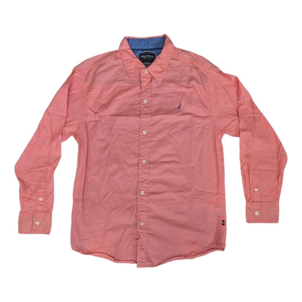 Nautica Boys Coral Orange Cotton Long Sleeve Shirt